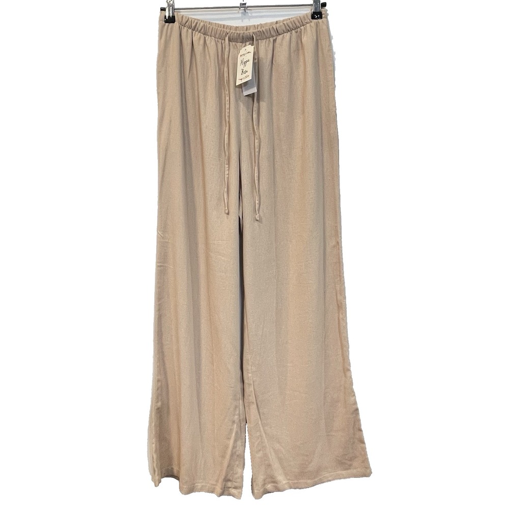 Hippie Rose Women's M Pants Linen Blend Elastic Wide Leg Pull On Hippie Boho New